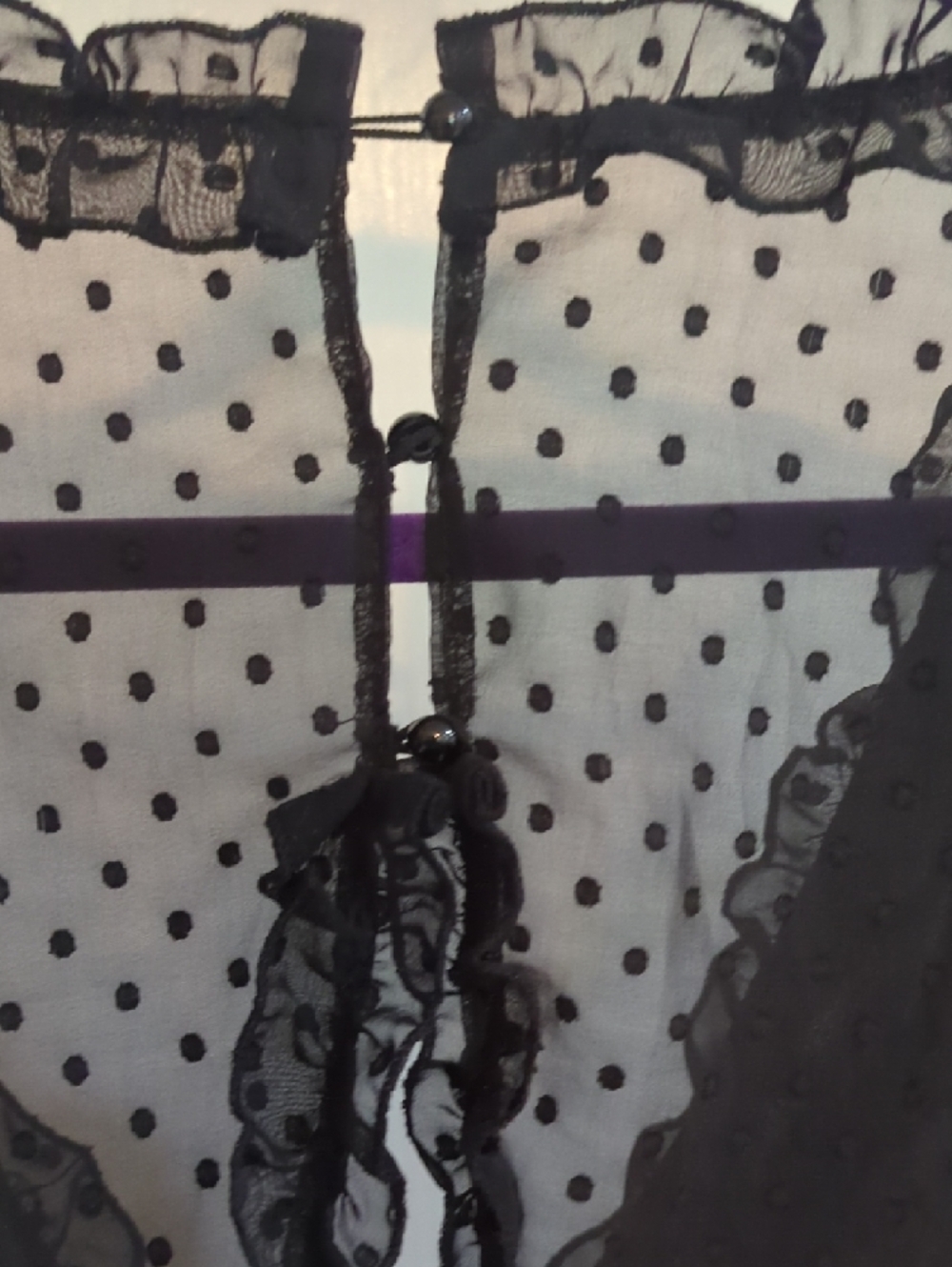 Black Ruffled V-Neck Sheer Sleeve Dress XL - Picture 8 of 8
